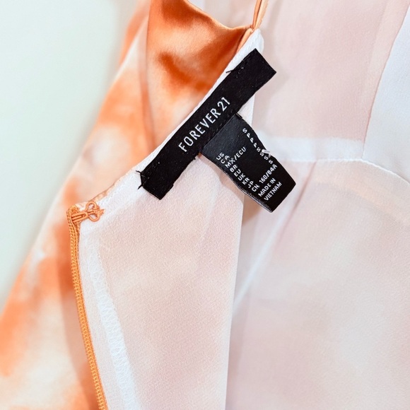 3/$10⚡️Forever21 Orange Tie Dye Asymmetrical Ruched Spaghetti Strap Dress - Picture 14 of 15